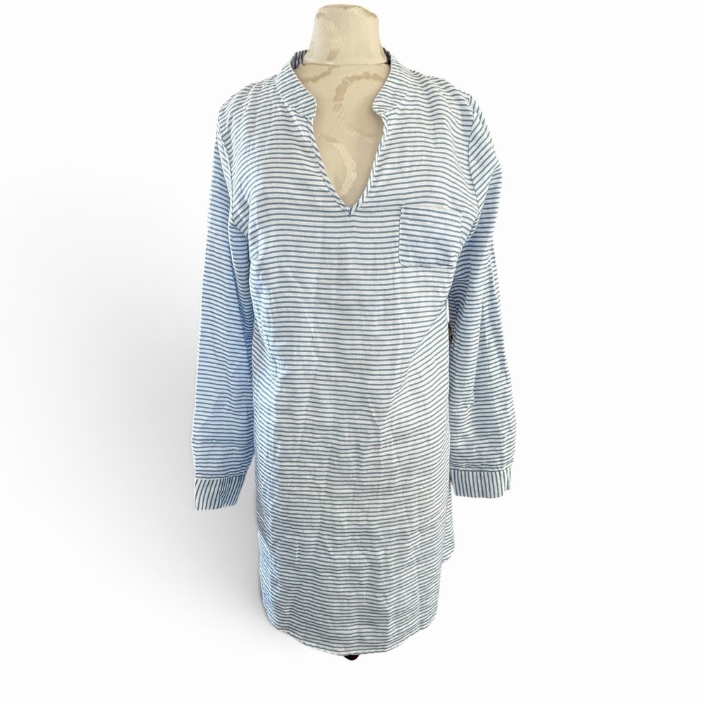 Hiho Tortola BVI Button Up M 100% Linen Shirt Dress Nautical Beachy Classic